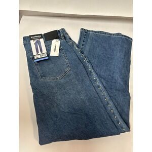 Express Women's Embellished Straight Leg Jean Size 10 Medium Wash - Studs